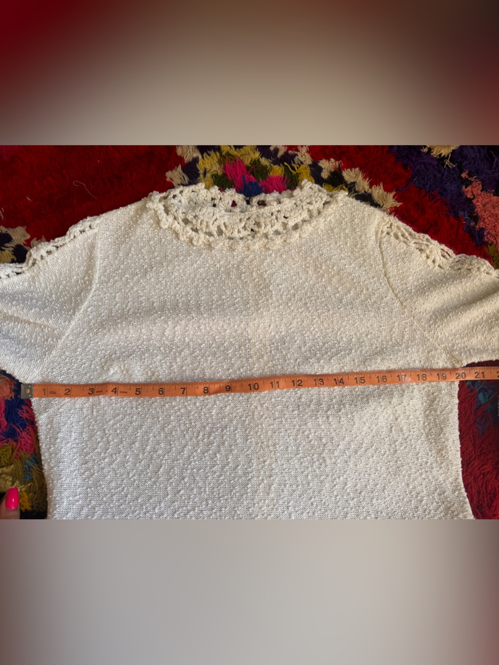 60s Vintage Katrina Knits White Bouclé Crochet Knit Dress Sz Lrg - Picture 7 of 10